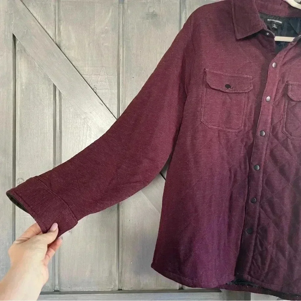 Banana Republic Men’s Quilted Coat in‎ Burgundy- size XL winter jacket classy